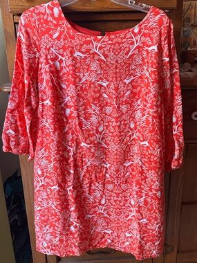 Old Navy Red Floral Long Sleeve Shift Dress